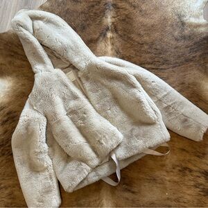 Sandro faux fur jacket in Cream / Ecru